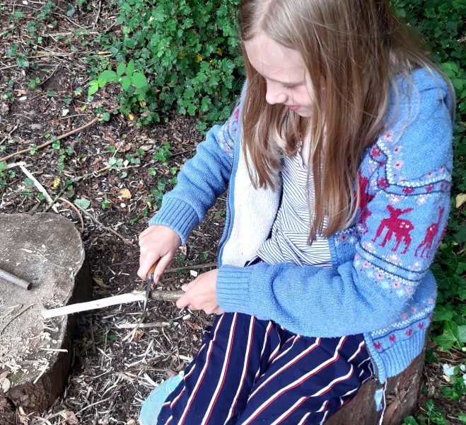 Child whittling