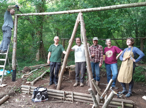 Volunteer shelter raising crew